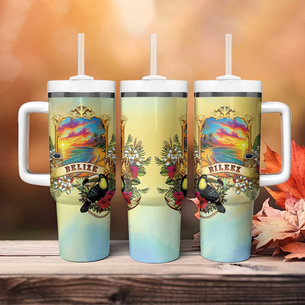 Belize Toucan Tumbler With Handle Belizean Pride Retro Style