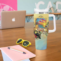 Belize Toucan Tumbler With Handle Belizean Pride Retro Style