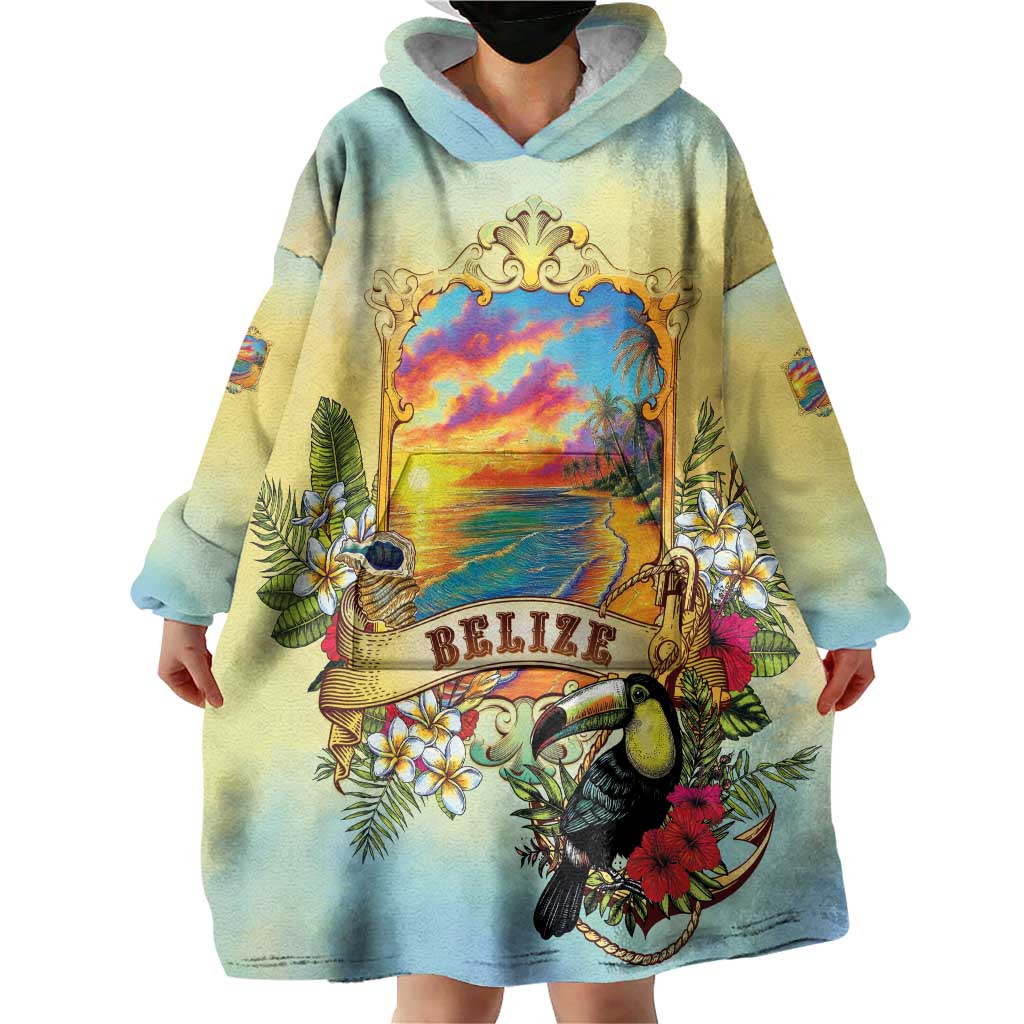 Belize Toucan Wearable Blanket Hoodie Belizean Pride Retro Style