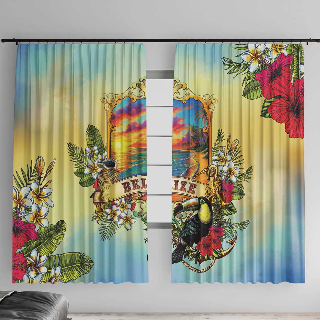 Belize Toucan Window Curtain Belizean Pride Retro Style