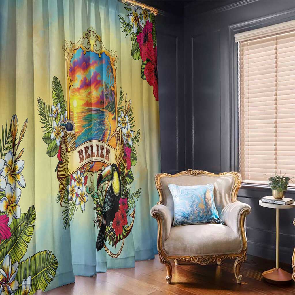 Belize Toucan Window Curtain Belizean Pride Retro Style