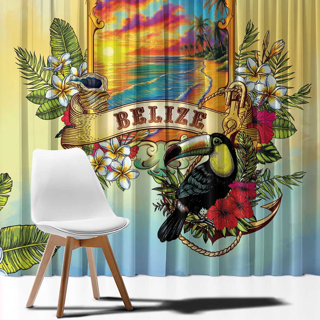 Belize Toucan Window Curtain Belizean Pride Retro Style