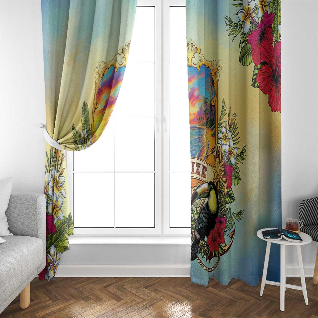 Belize Toucan Window Curtain Belizean Pride Retro Style