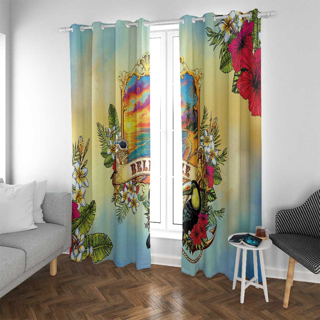 Belize Toucan Window Curtain Belizean Pride Retro Style
