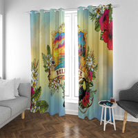 Belize Toucan Window Curtain Belizean Pride Retro Style