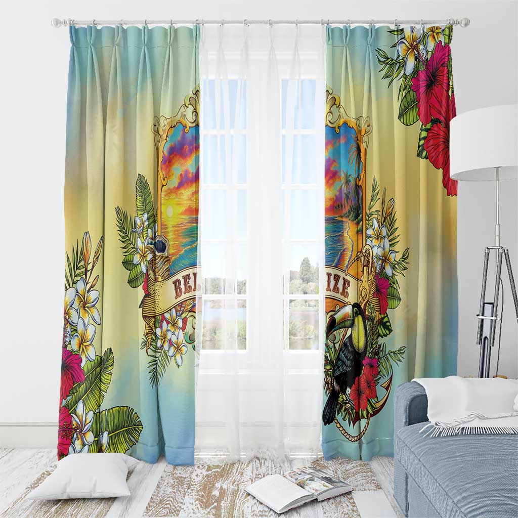 Belize Toucan Window Curtain Belizean Pride Retro Style