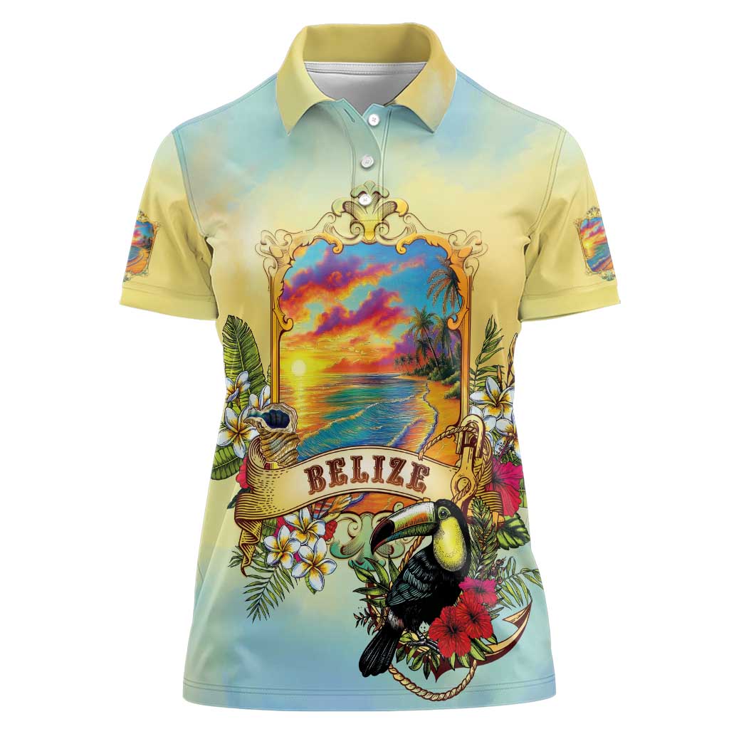 Belize Toucan Women Polo Shirt Belizean Pride Retro Style