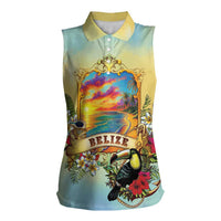 Belize Toucan Women Sleeveless Polo Shirt Belizean Pride Retro Style