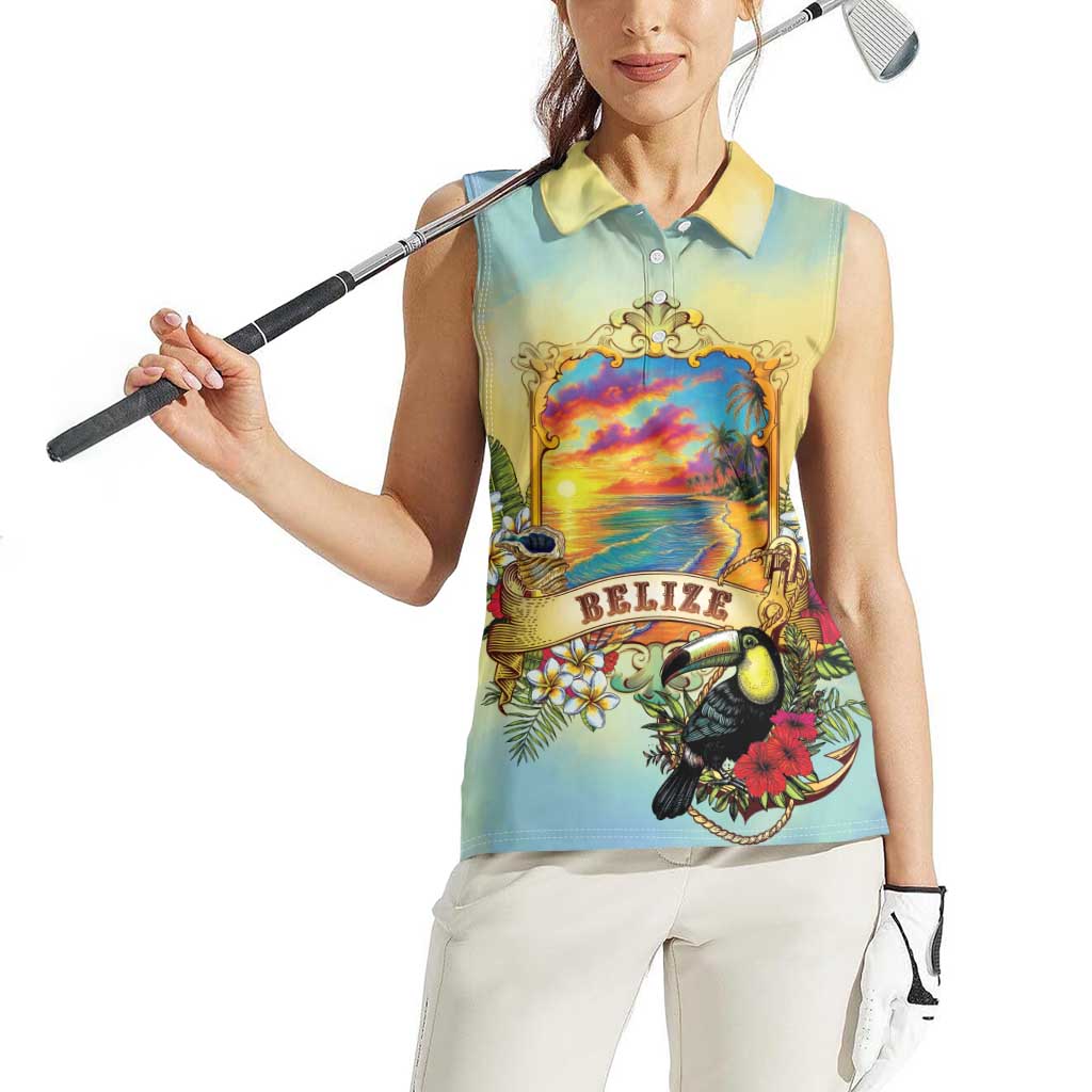 Belize Toucan Women Sleeveless Polo Shirt Belizean Pride Retro Style
