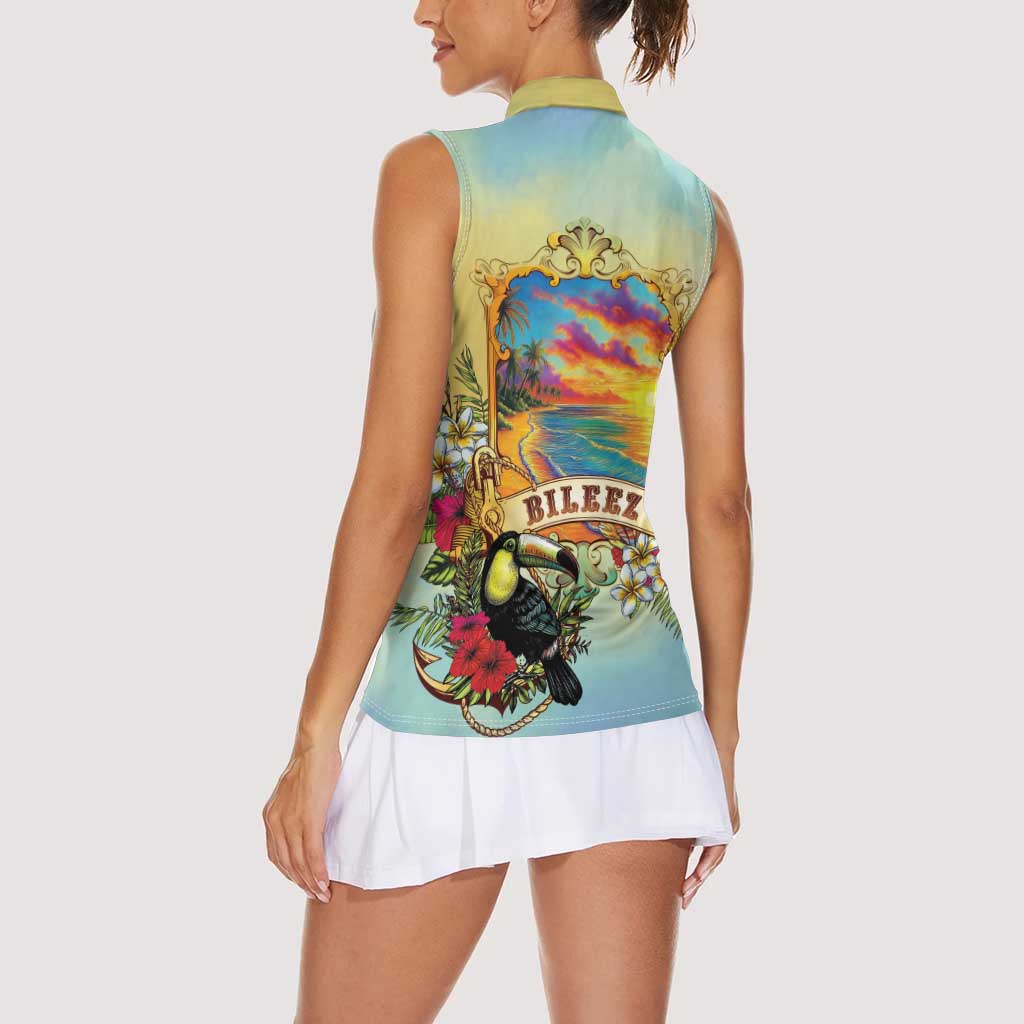 Belize Toucan Women Sleeveless Polo Shirt Belizean Pride Retro Style
