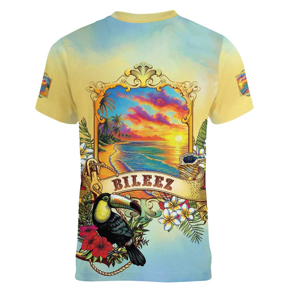 Belize Toucan Women V-Neck T-Shirt Belizean Pride Retro Style