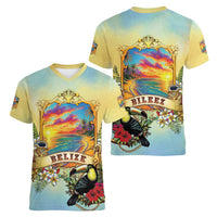 Belize Toucan Women V-Neck T-Shirt Belizean Pride Retro Style