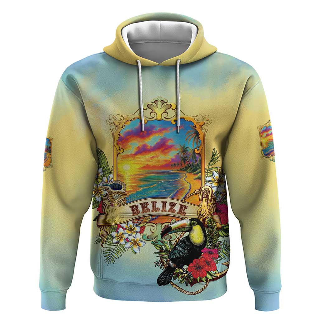Belize Toucan Zip Hoodie Belizean Pride Retro Style
