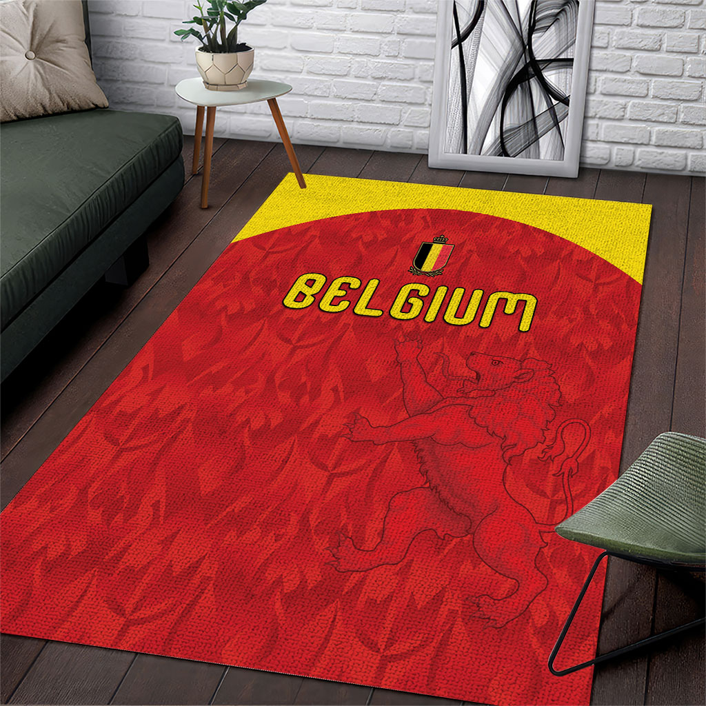 Belgium Football 2026 Area Rug Belgian Lion Sporty Style