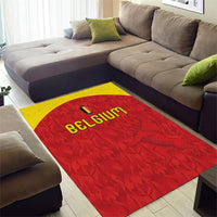 Belgium Football 2026 Area Rug Belgian Lion Sporty Style