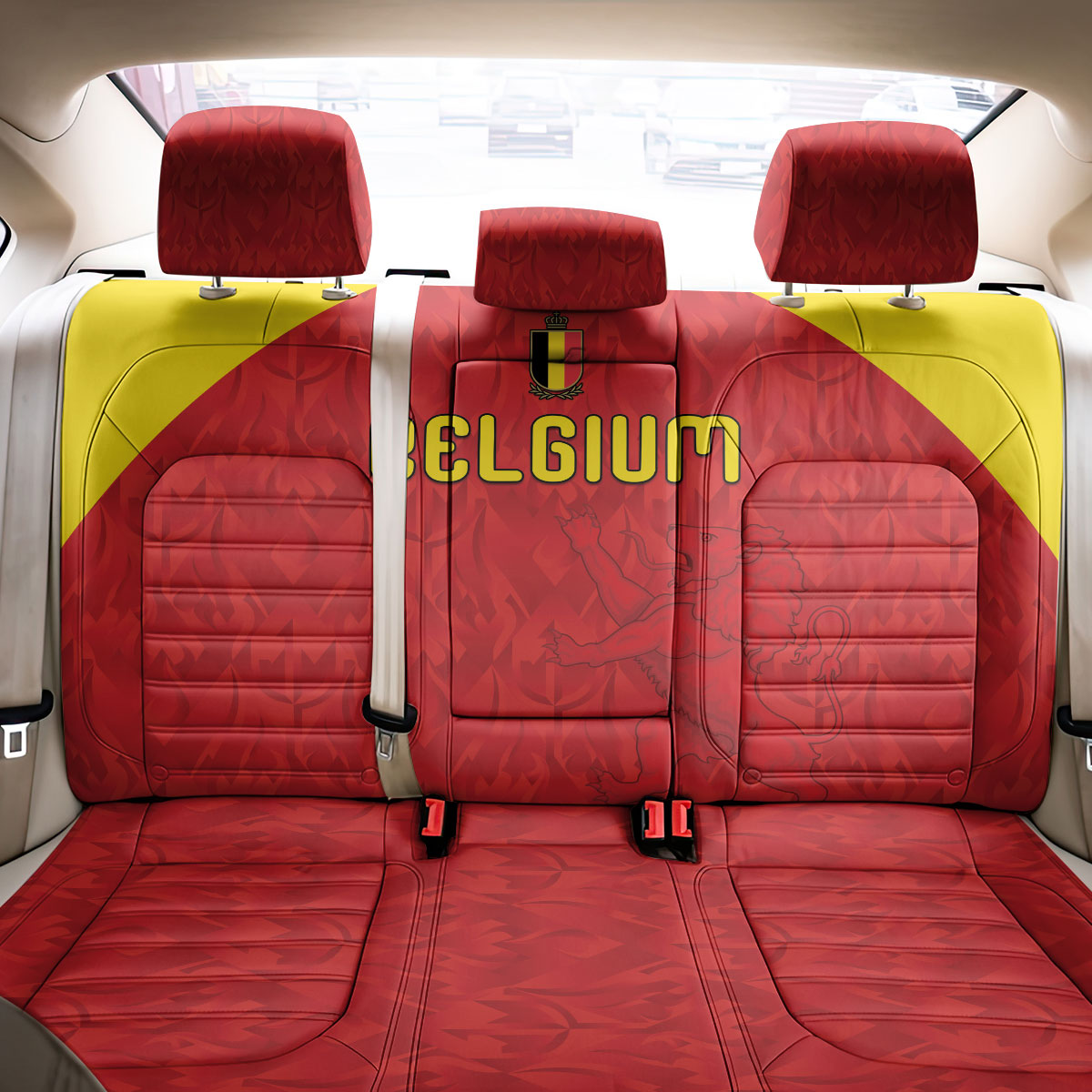Belgium Football 2026 Back Car Seat Cover Belgian Lion Sporty Style