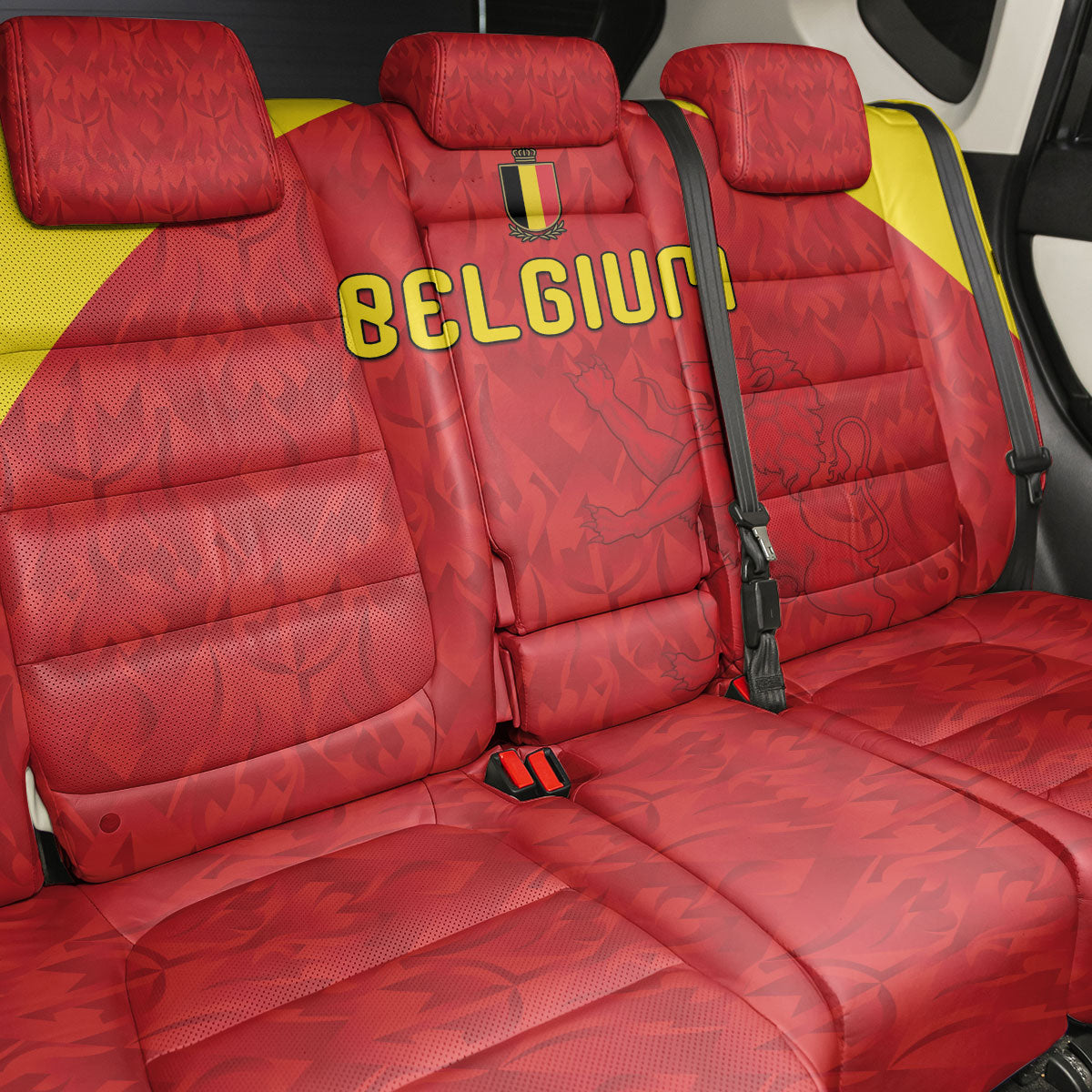 Belgium Football 2026 Back Car Seat Cover Belgian Lion Sporty Style