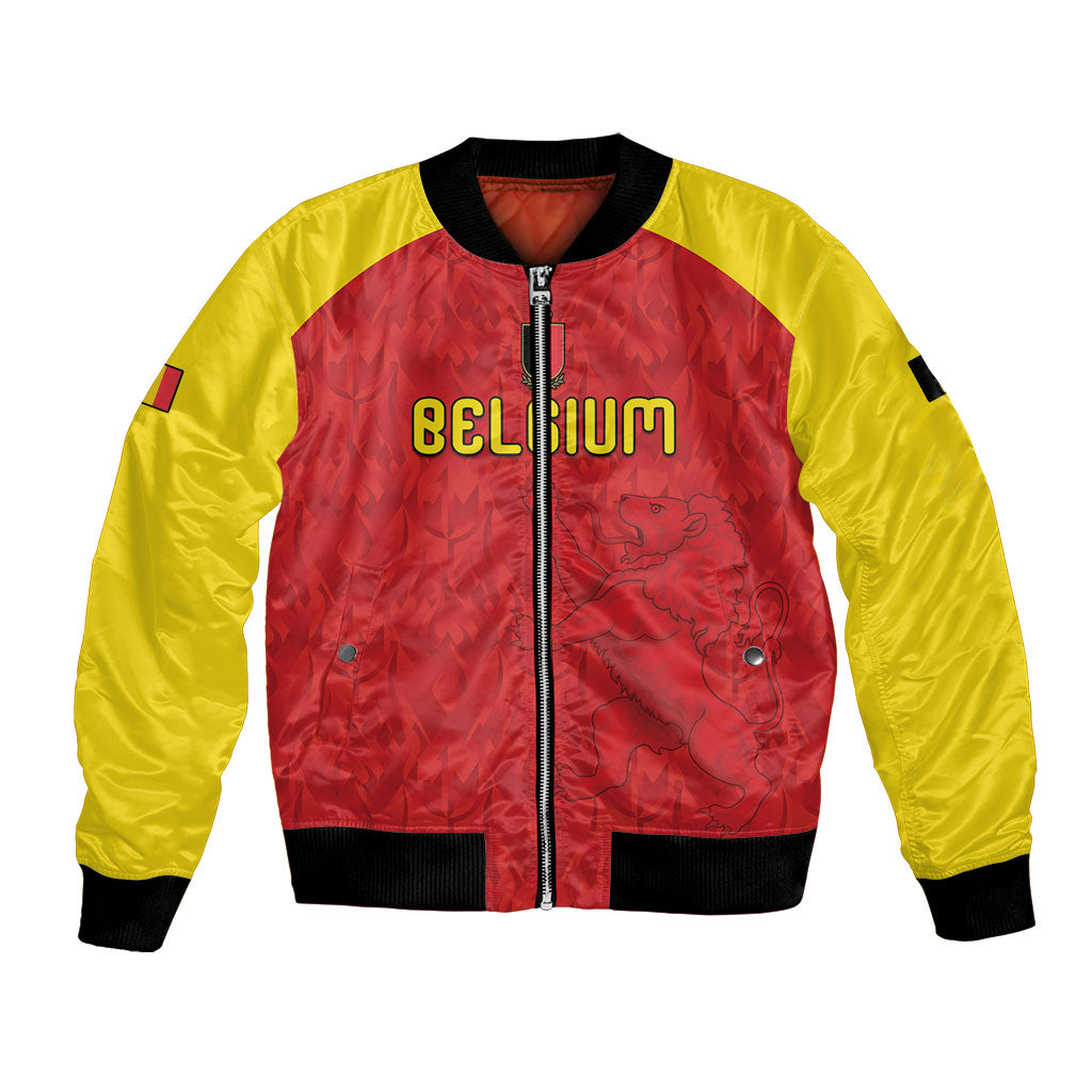 Custom Belgium Football 2026 Bomber Jacket Belgian Lion Sporty Style