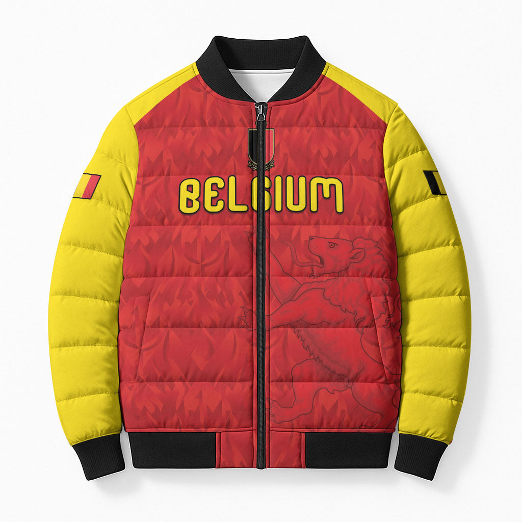 Custom Belgium Football 2026 Bomber Puffer Jacket Belgian Lion Sporty Style