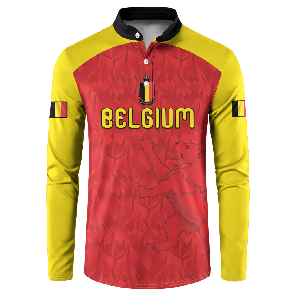 Custom Belgium Football 2026 Button Sweatshirt Belgian Lion Sporty Style