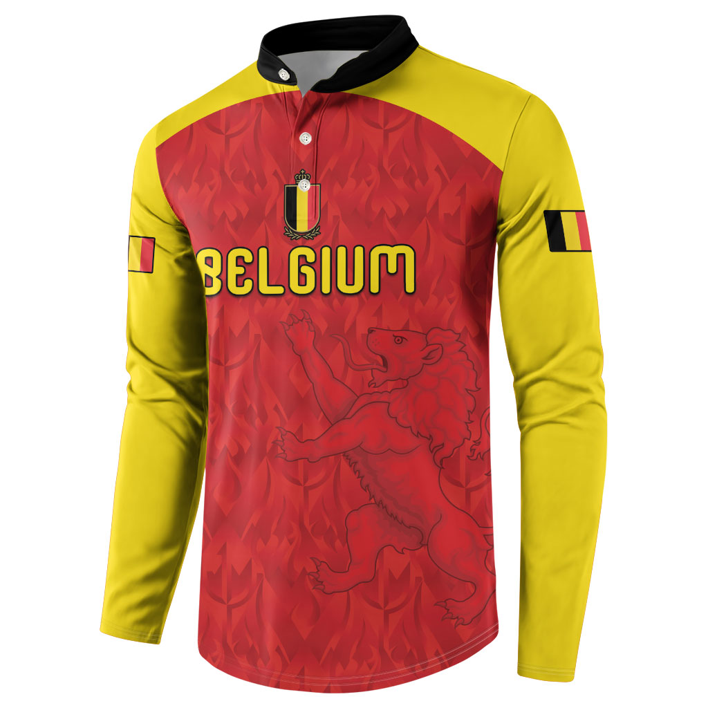 Custom Belgium Football 2026 Button Sweatshirt Belgian Lion Sporty Style