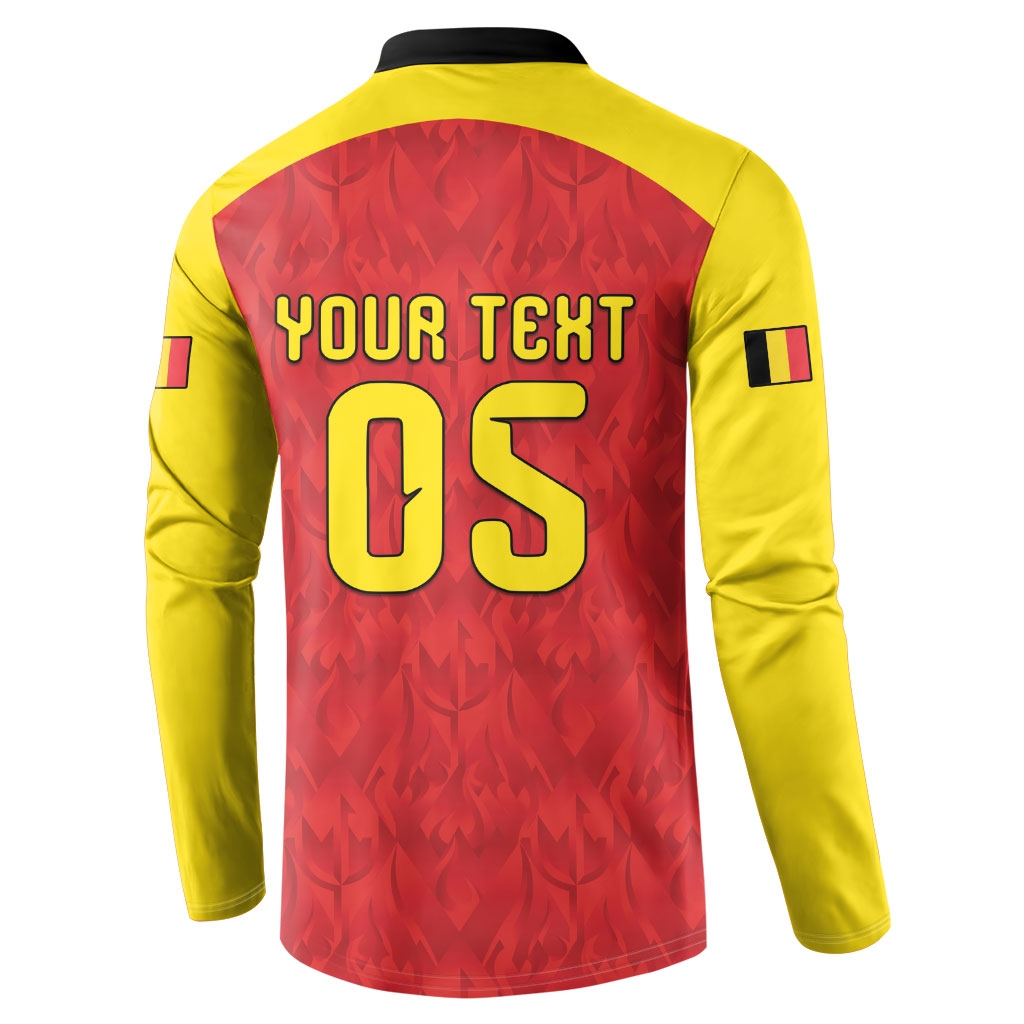 Custom Belgium Football 2026 Button Sweatshirt Belgian Lion Sporty Style