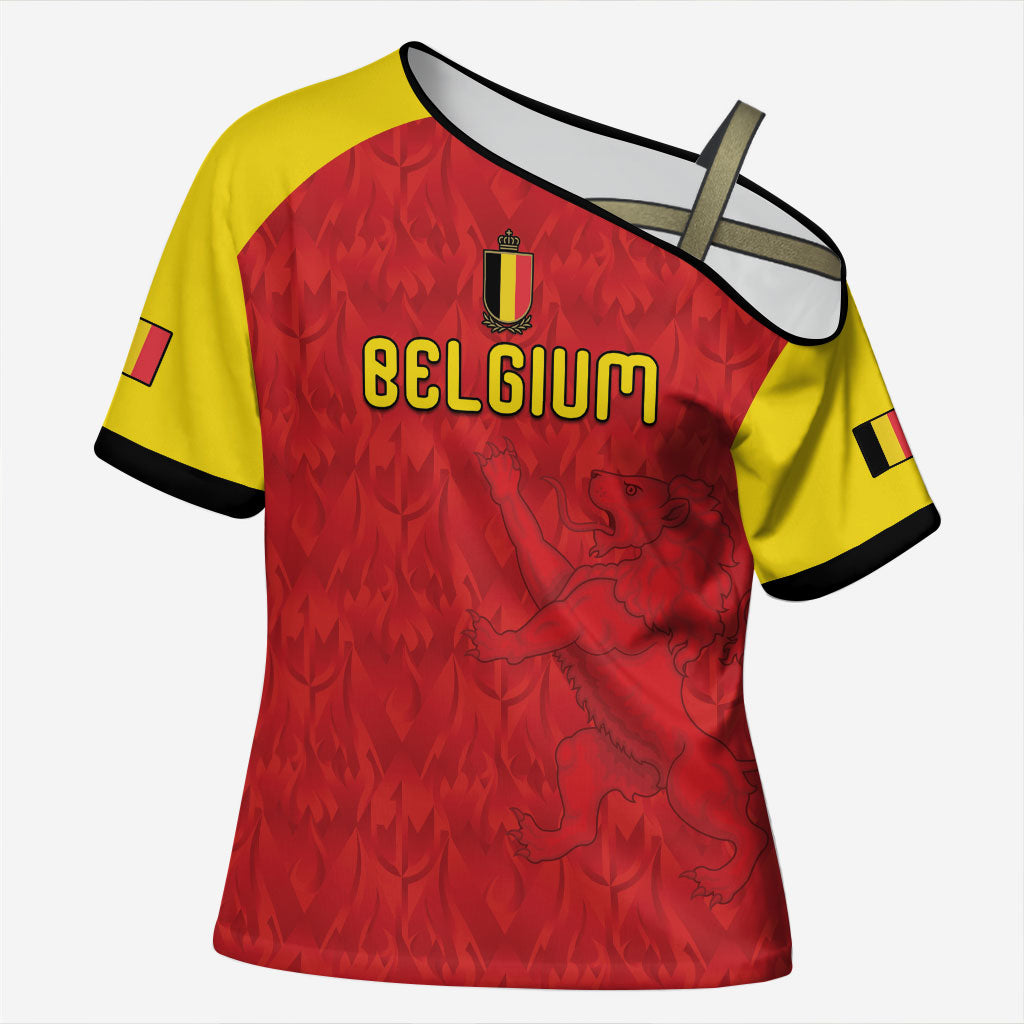 Custom Belgium Football 2026 Cross Shoulder Shirt Belgian Lion Sporty Style