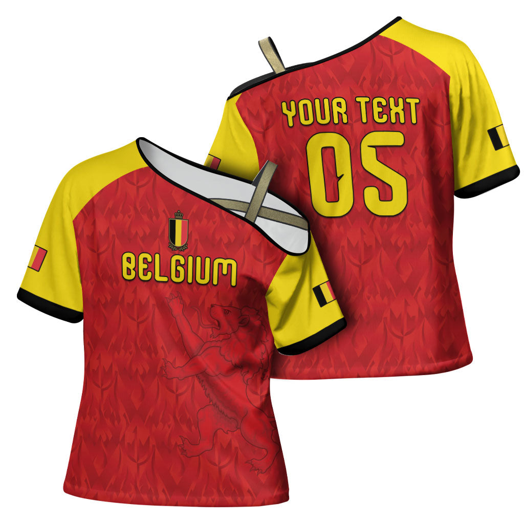 Custom Belgium Football 2026 Cross Shoulder Shirt Belgian Lion Sporty Style