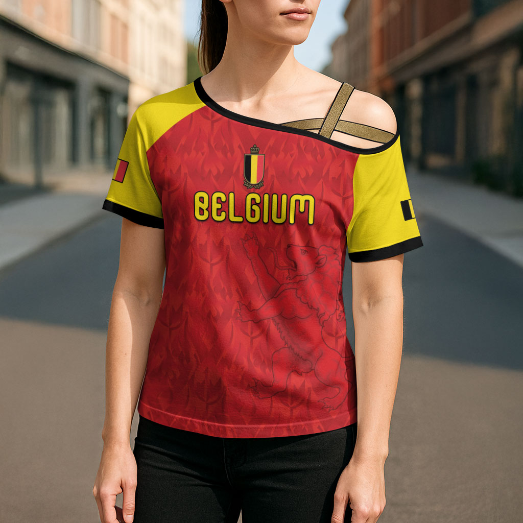 Custom Belgium Football 2026 Cross Shoulder Shirt Belgian Lion Sporty Style