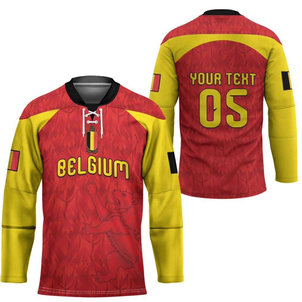 Custom Belgium Football 2026 Hockey Jersey Belgian Lion Sporty Style