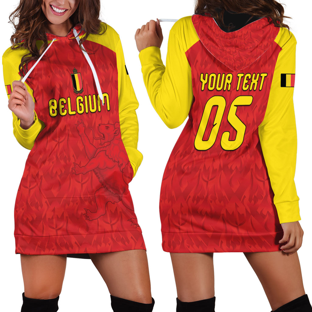 Custom Belgium Football 2026 Hoodie Dress Belgian Lion Sporty Style
