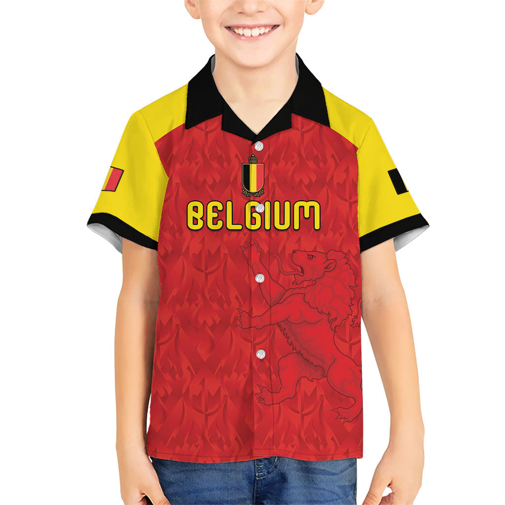 Custom Belgium Football 2026 Kid Hawaiian Shirt Belgian Lion Sporty Style