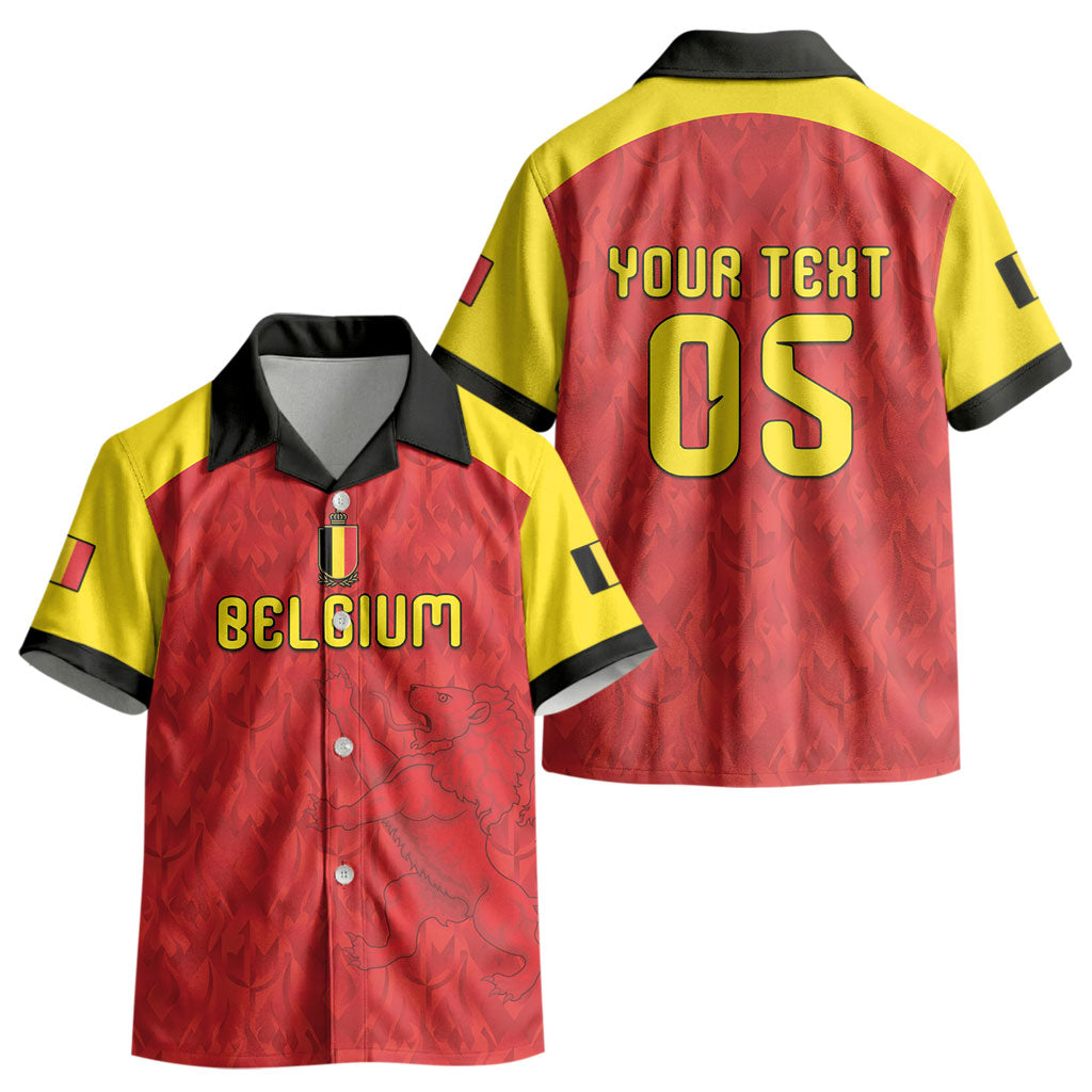 Custom Belgium Football 2026 Kid Hawaiian Shirt Belgian Lion Sporty Style LT05