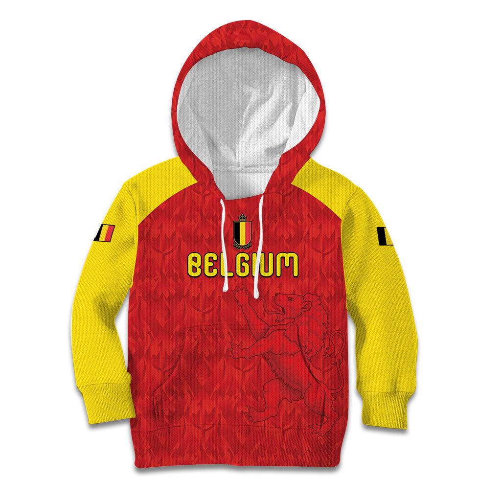 Custom Belgium Football 2026 Kid Hoodie Belgian Lion Sporty Style