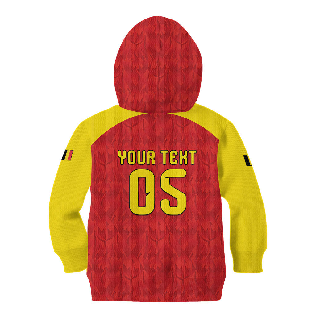 Custom Belgium Football 2026 Kid Hoodie Belgian Lion Sporty Style