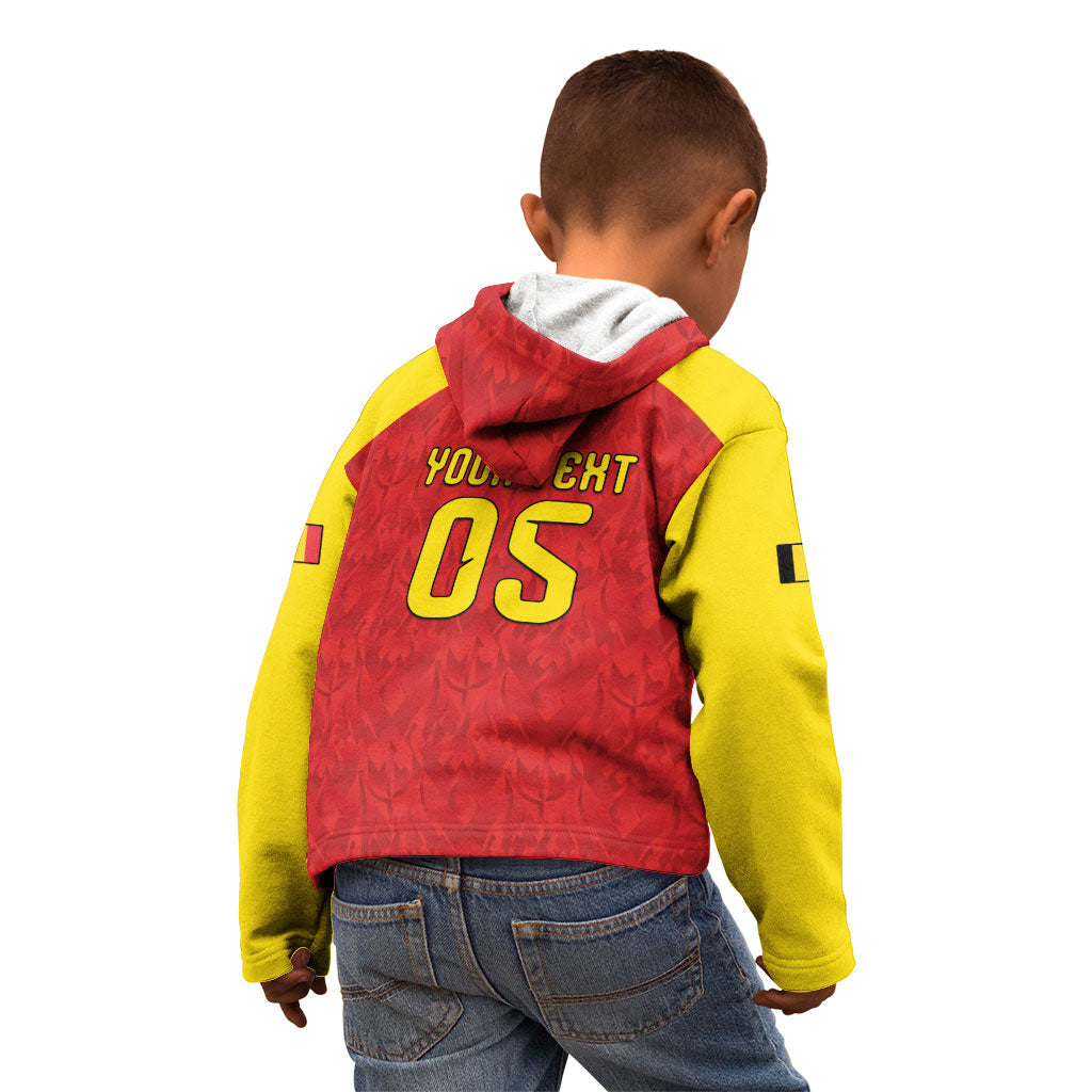 Custom Belgium Football 2026 Kid Hoodie Belgian Lion Sporty Style