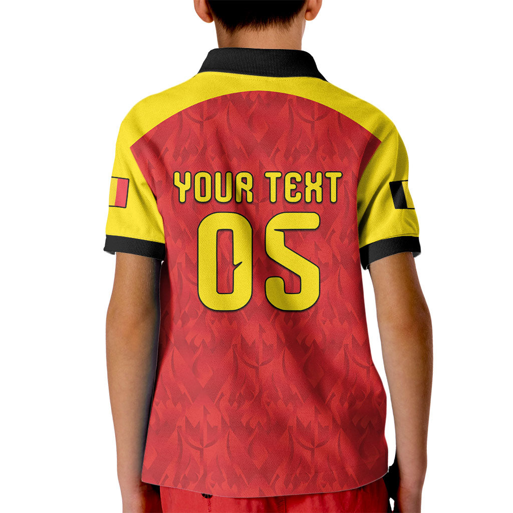 Custom Belgium Football 2026 Kid Polo Shirt Belgian Lion Sporty Style