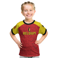 Custom Belgium Football 2026 Kid T Shirt Belgian Lion Sporty Style