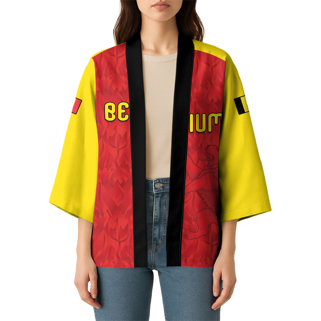 Custom Belgium Football 2026 Kimono Belgian Lion Sporty Style