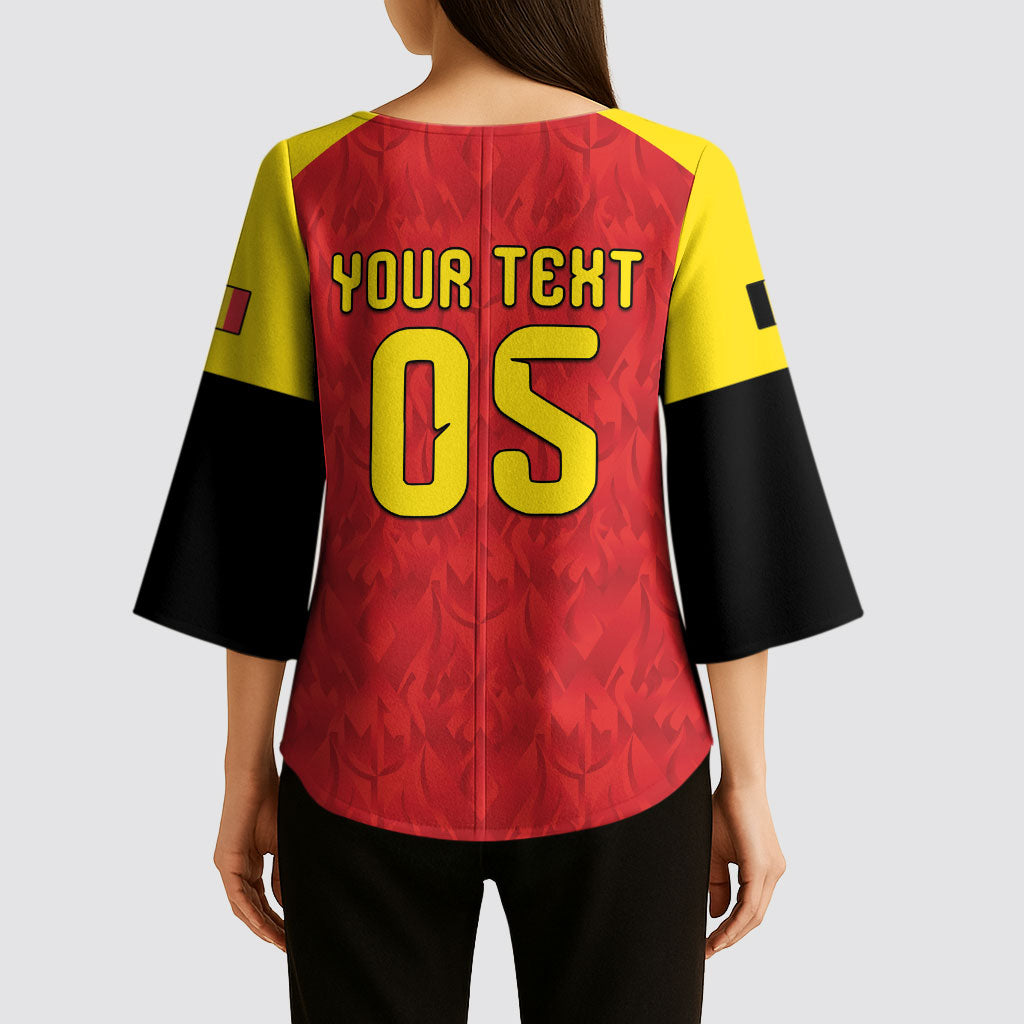 Custom Belgium Football 2026 Kimono Sleeve Blouse Belgian Lion Sporty Style