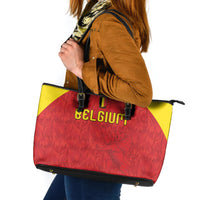 Belgium Football 2026 Leather Tote Bag Belgian Lion Sporty Style