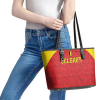 Belgium Football 2026 Leather Tote Bag Belgian Lion Sporty Style