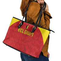 Belgium Football 2026 Leather Tote Bag Belgian Lion Sporty Style