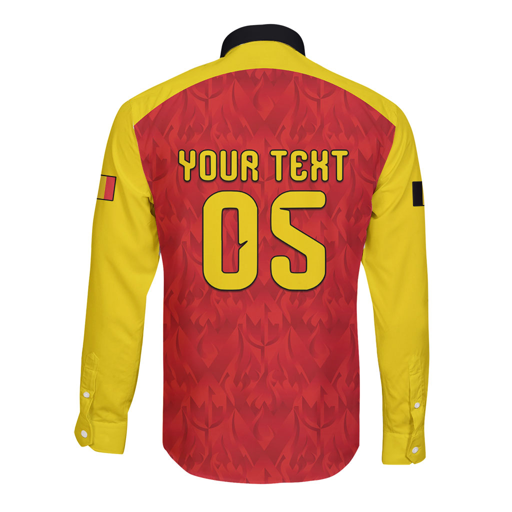 Custom Belgium Football 2026 Long Sleeve Button Shirt Belgian Lion Sporty Style