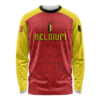 Custom Belgium Football 2026 Long Sleeve Shirt Belgian Lion Sporty Style