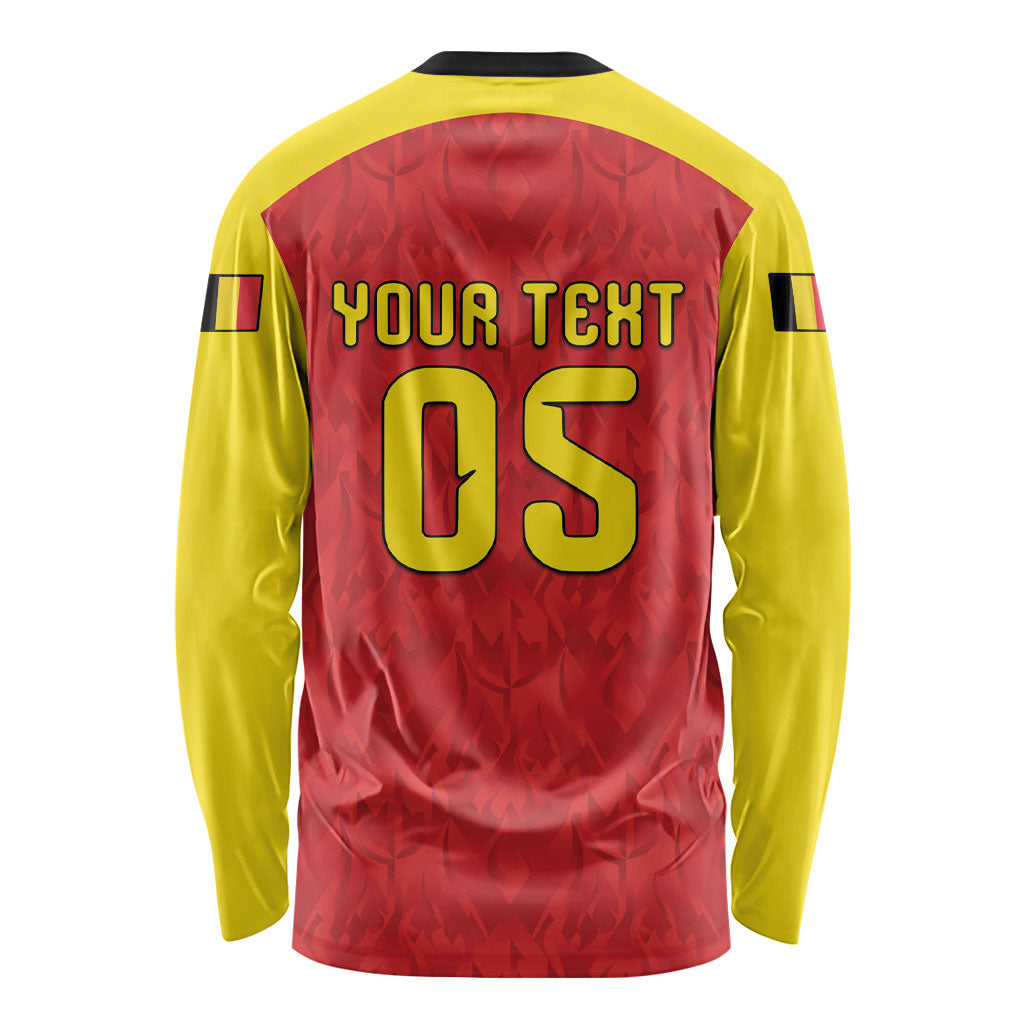 Custom Belgium Football 2026 Long Sleeve Shirt Belgian Lion Sporty Style