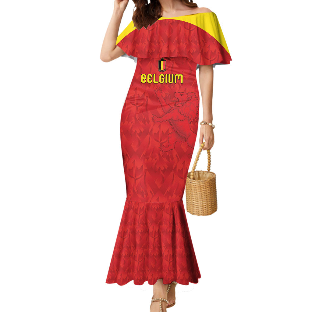 Custom Belgium Football 2026 Mermaid Dress Belgian Lion Sporty Style