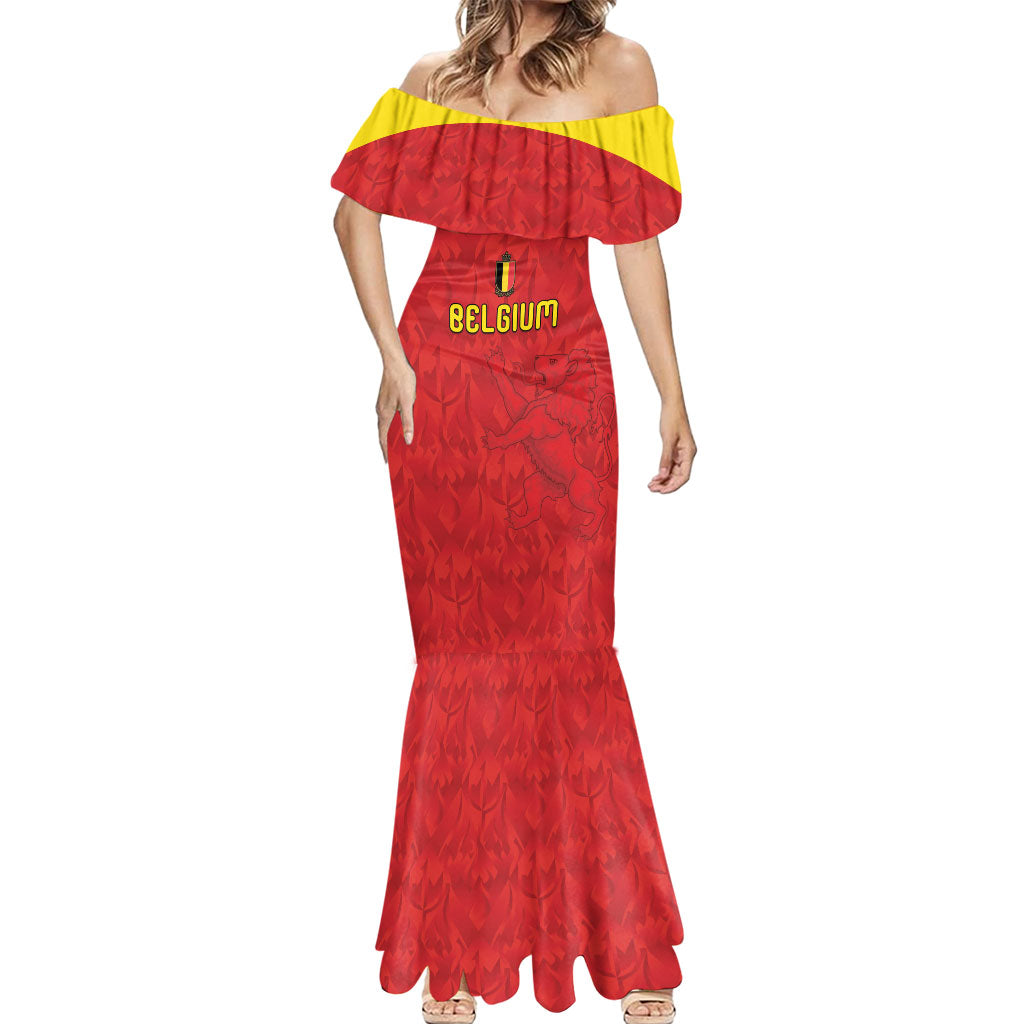 Custom Belgium Football 2026 Mermaid Dress Belgian Lion Sporty Style
