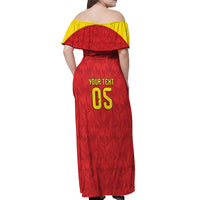 Custom Belgium Football 2026 Off Shoulder Maxi Dress Belgian Lion Sporty Style