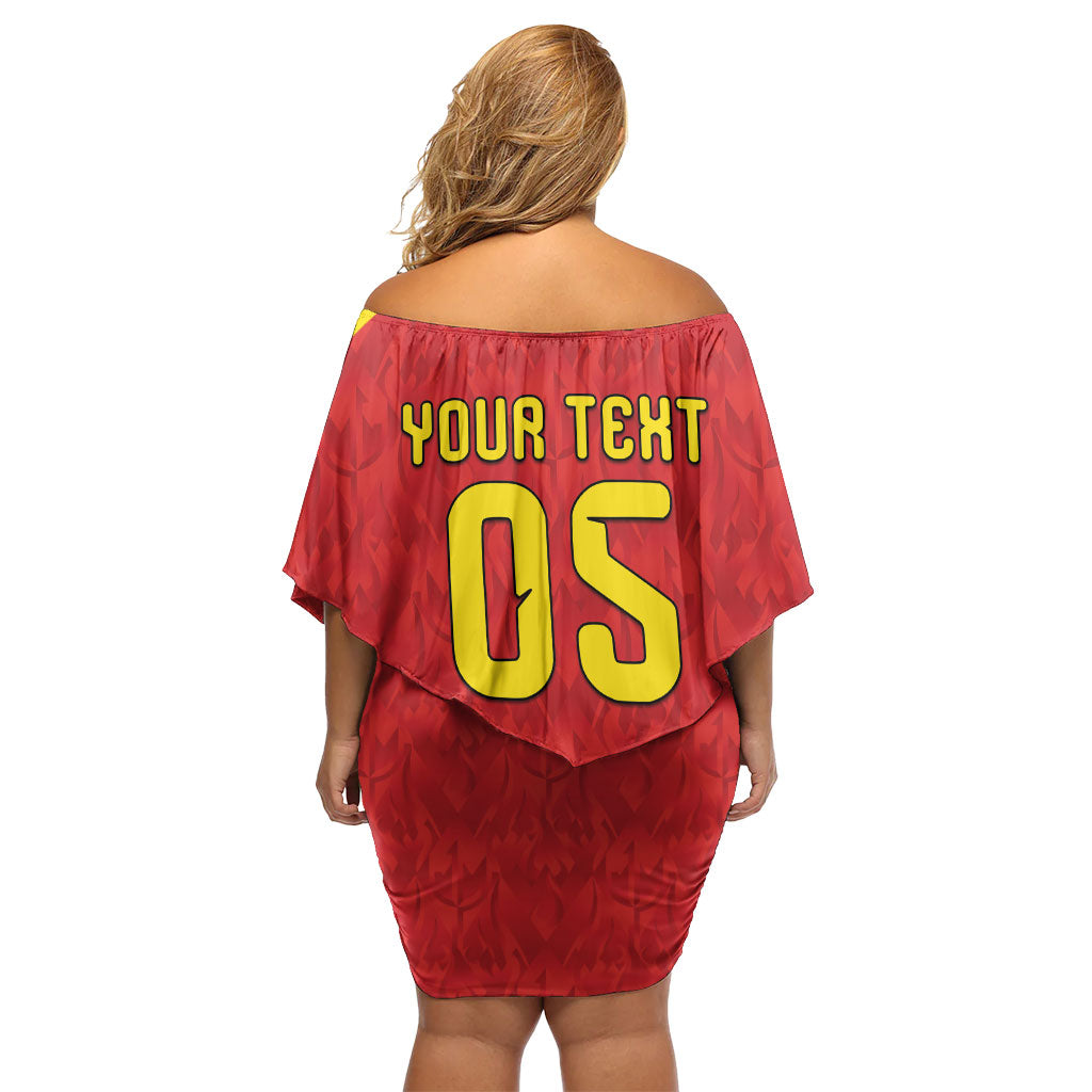 Custom Belgium Football 2026 Off Shoulder Short Dress Belgian Lion Sporty Style